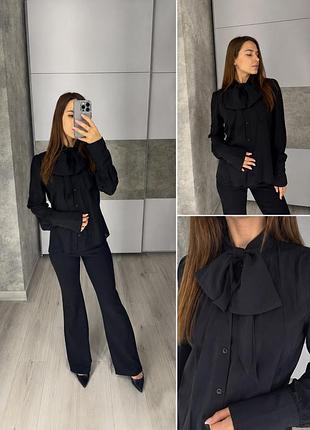Чорна шифонова блуза