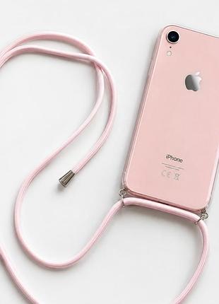 Чохол-шнурок для iphone хr з ремінцем через плече — прозорий силіконовий, протиударний .