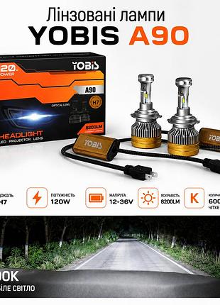 Мини-линзы youbis a90 цоколь h7 линза с четким рубежом белое 6000к 12-24v 120w 16000lm в штатные места!