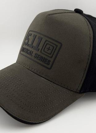 Кепка-тракер 5 tactical series олива-чорна ззаду, бавовна, ручна робота (розміри s, m, l/xl)