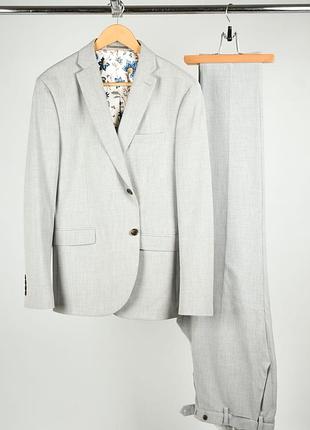 Next чоловічий світло-сірий костюм класичний легкий літній розмір l skinny fit