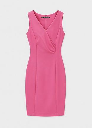 Платье zara m, s, мини, бандажное короткое, розовое, вискоза, с открытыми плечами, летнее, приталенное, женственное, с декольте, по фигуре, с утяжкой