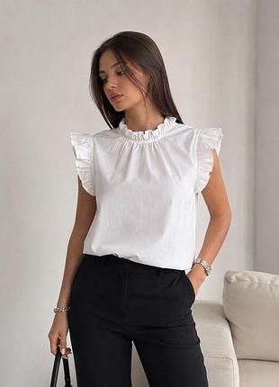 Біла блуза топ primark 100% бавовна з рюшами р. 40 / m/l
