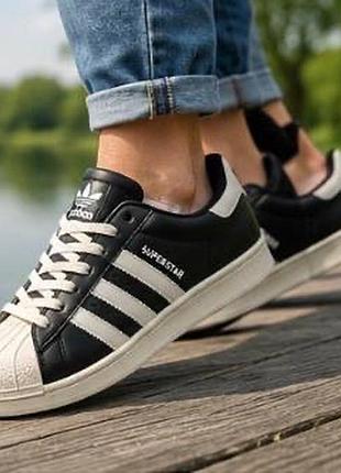 Adidas superstar жіночі чорні кросівки | класика на кожен день | 36–41 женские кроссовки адидас суперсатр новинка на осень
