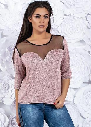 Кофточка, блузка женская нарядная (есть большие размеры,) exclusive 52, кремовый