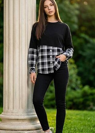 Кофта женская комбинированая оверсайз размер m/l,l/xl