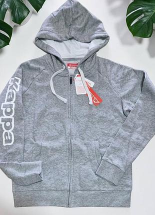 Кофта на молнии с легким начесом серая kappa s,м