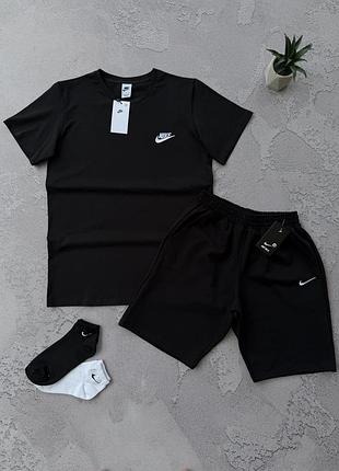 Спортивный костюм nike летний черный футболка найк + шорты с лого s / m / l / xl / xxl