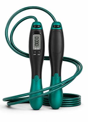 Скакалка швидкісна easyfit ef-1916-gn з лічильником 2,8 м чорно-зелений