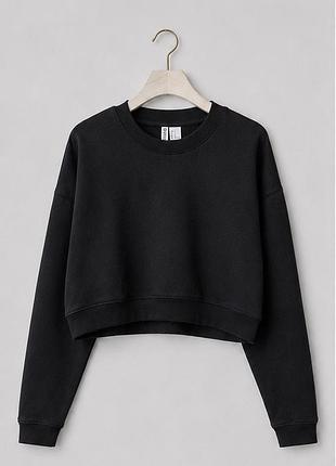 Чорний укорочений світшот h&m