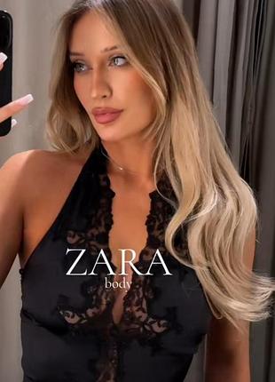 Атласне боді з мереживом zara original spain чорне боді з мереживом зара чорне боді зара розмір м