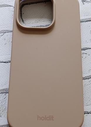 Чехол holdit для iphone 14 pro силиконовый бежевый матовый