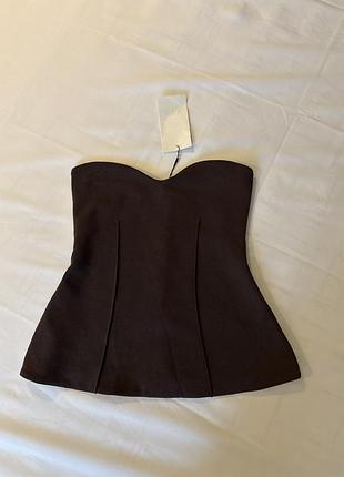 Zara жіночий корсетний топ шоколадного кольору р. м оригінал новий з бірками зара