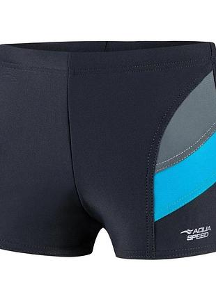 Плавки боксери для хлопчиків для плавання aqua speed andy 5593 сірий-синій діт 349-32 (оригінал) 116 см