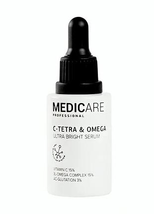 Освітлююча сироватка для обличчя з вітаміном c 15% c-tetra & omega ultra bright serum medicare 30 мл (mc348030)