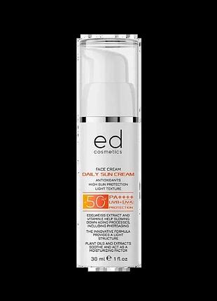 Дневной солнцезащитный крем для лица ed cosmetics daily sun cream spf 50, 30 мл