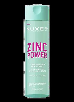 Лосьон очищуючий для шкіри схильної до акне nuxe zinc power purifying spot control toner 200 мл