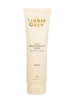Дневной крем с легким тоном потрийний ефект spf 30 liquid gold tinted moisturizing spf 30 anna lotan 100 мл (al302lg)