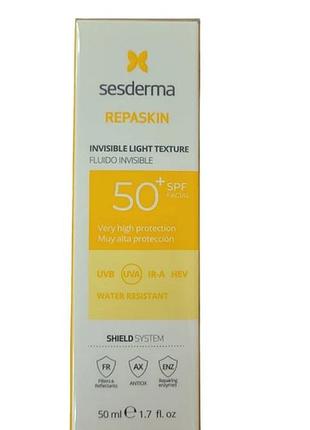 Сесдерма сонцезахисний флюид для обличчя sesderma repaskin invisible fluid spf 50 50 мл