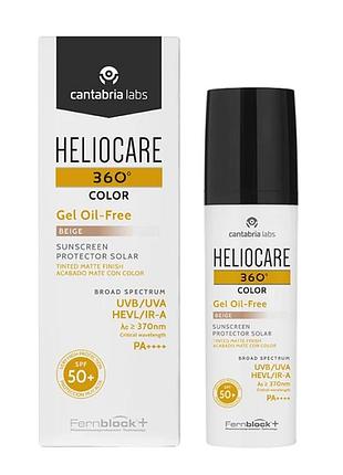 Сонцезахисний зволожуючий водний гель cantabria labs беж heliocare 360º color gel oil-free beige sunscreen spf 50+ 50 мл