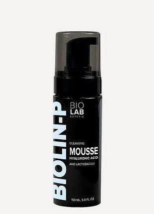 Очищуючий мус з гіалуроновою кислотою та лактобактеріями cleansing mousse with hyaluron biolab estetic 150 мл