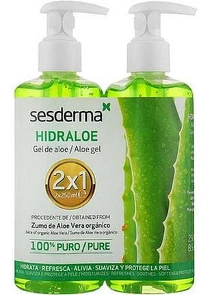 Подарочный набор sesderma hidraloe aloe gel 2×250 мл (гель с алоэ вера для лица и тела)