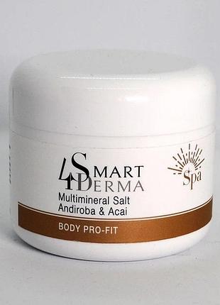 Smart4derma multimineral salt andiroba & acai — мультиминеральная соль для рук и тела с маслом андиробы и асаи, 100 г