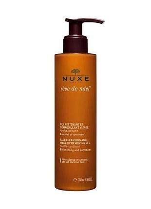 Очищающий гель для лица nuxe reve de miel face cleansing and make-up removing gel 200 мл