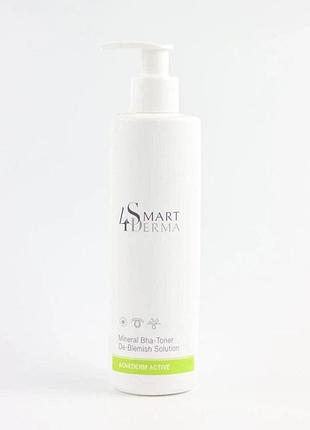 Тонер мінеральний себорегулюючий smart4derma acne derm active mineral bha-toner de-blemish solution 250 мл