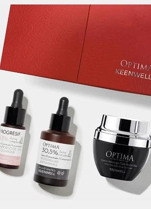 Набор для обличчя keenwell optima активне омолодження дневной крем+сироватка для обличчя+сироватка навколо очей 55мл+30мл+15мл