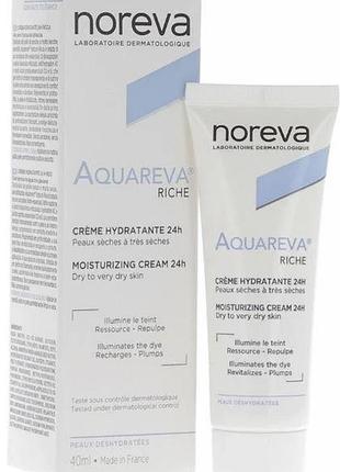 Норева акварева зволожующий крем 24 год для сухой та дуже сухой кожи noreva aquareva crème hydratante 24h 1977one