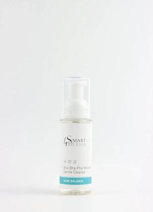 Пінка очищуюча мультикислотна для жирної шкіри smart4derma acne balance aha-bha-pha mousse gentle cleanse 80 мл (300)