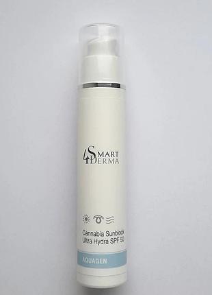 Smart4derma aquagen cannabia sunblock ultra hydra spf 50 ультразволожующий захисний крем spf 50, 50 мл