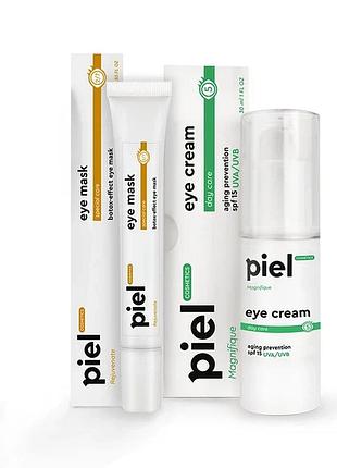 Комплекс piel cosmetics для ухода за кожей навколо очей spf 15 крем та маска