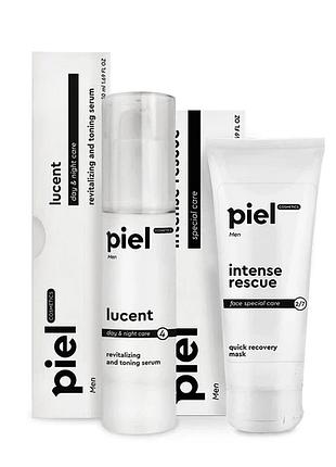 Комплекс для мужчин piel cosmetics для тьмяной кожи обличчя men piel сироватка та маска