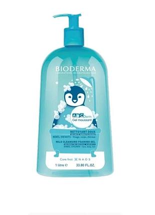Гель для купання детей bioderma нижне очищення abcderm mild foaming cleanser 1 л