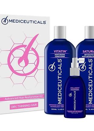 Набір для стимулювання росту волосся для жінок зволожуюций advanced hair restoration kit mediceuticals 2х250 мл +125 мл