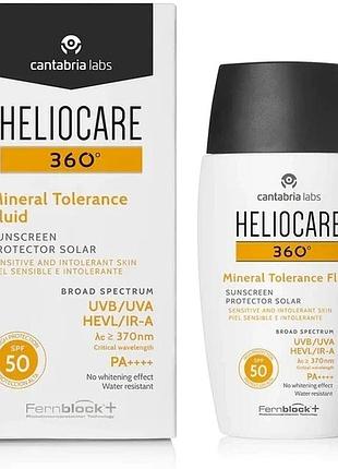 Сонцезахисний мінеральний крем-флюїд cantabria labs spf50 для чутливої шкіри heliocare 360º mineral tolerance fluid 50 мл
