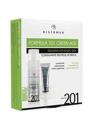 Набір histomer комплексного догляду для шкіри з акне green age complete acne kit мус та крем