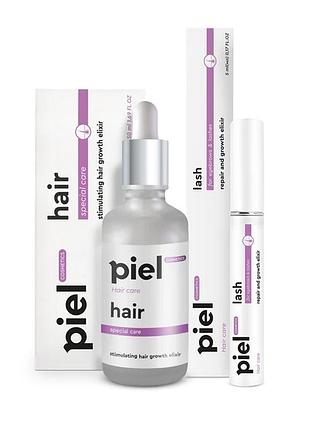 Комплекс piel cosmetics сыворотка для волосся та вий восстановление та рист hair care piel 5мл та 50мл