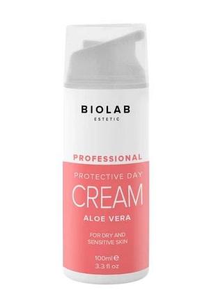 Захисний денний крем з алоє вера protective day aloe vera cream biolab estetic 100 мл
