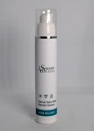 Себорегулювальна маска для відновлення мікробіому smart4derma acne balance manuki sebo-mask blemish solution, 50 мл