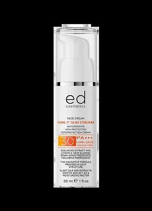 Дневной солнцезащитный крем для лица ed cosmetics daily sun cream spf 30, 30 мл