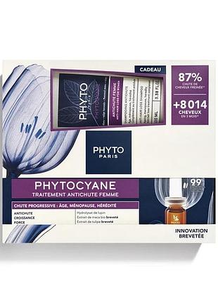 Набор против прогресивного выпадения волосся phyto phytocyane women anti hair loss средство 12х5мл + шампунь 100мл