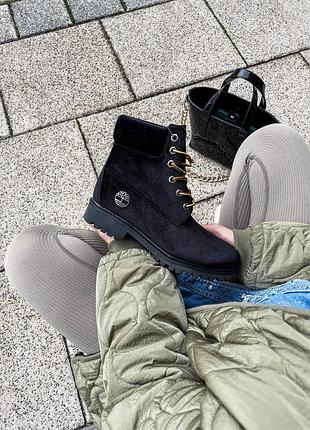 Жіночі черевики «тimberlad x off-white black»   розміри: 36 матеріал: велюр