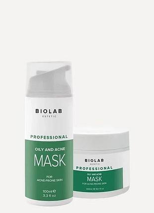 Маска себорегулююча з каоліном oily and acne mask biolab estetic 300 мл