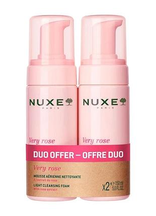 Очищуючий мус nuxe very rose cleansing foam 2 шт по 150 мл