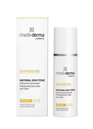 Тональний сонцезахисний крем medi+derma facial cream spf50 photoprotection with color 30 мл