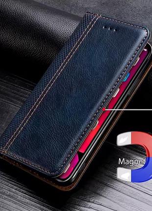 Чехол для xiaomi redmi note 10 je - кожаный, черный, защитный