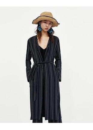 Стильный удлиненный кардиган/накидка zara basic в полоску